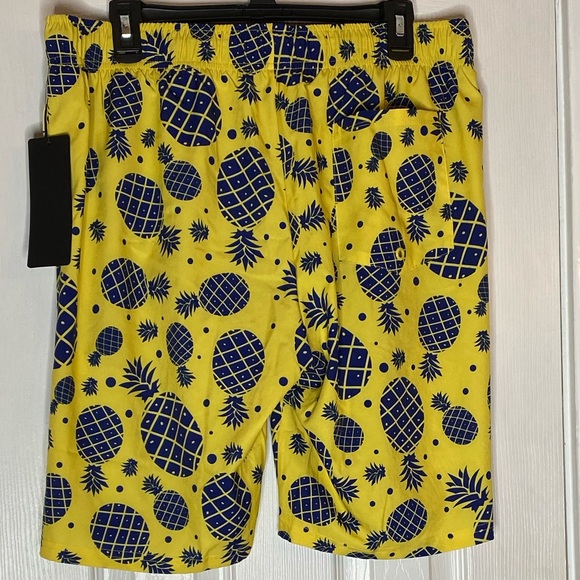 HOdo Yellow Swim-trunks with Blue Pineapples Sz L - Picture 4 of 6